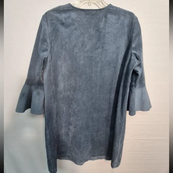 NWT BCBGMaxAzria Cartier Suede Bell Sleeve Soikt Neck Shift Dress Sz L - Picture 3 of 4